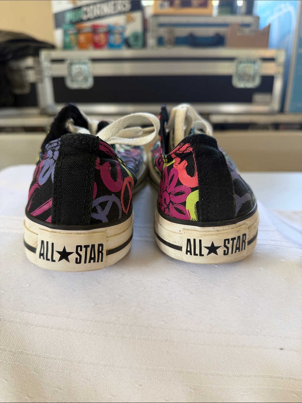 Converse Black Low-Top Sneakers with Multicolor Peace Sign Print - Picture 4 of 4